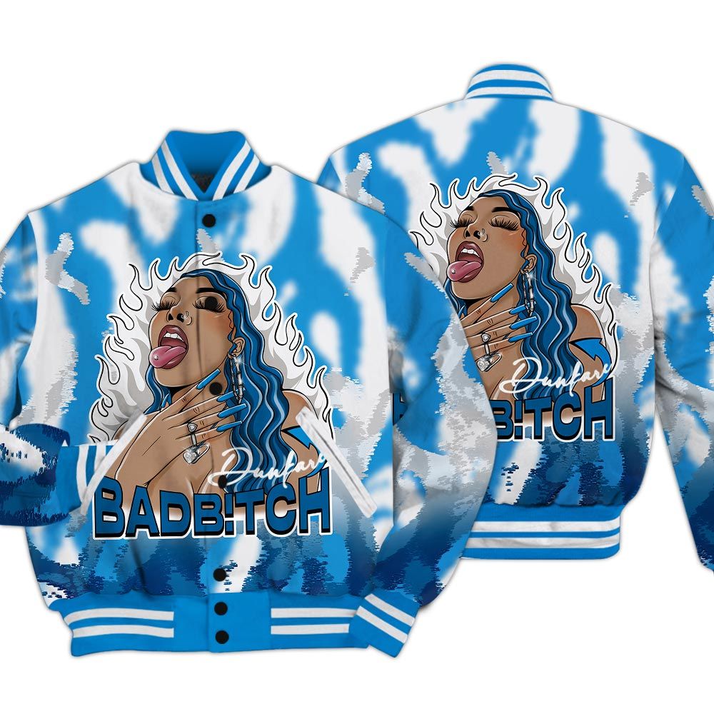 Varsity Jacket To Match Industrial Blue 4s - Bad B!tch Burn Varsity Jacket Unisex