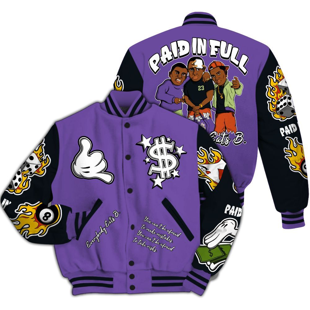 Varsity Jacket To Match Canyon Purple 4s - Everybody Paid In Full Graphic All Over Print