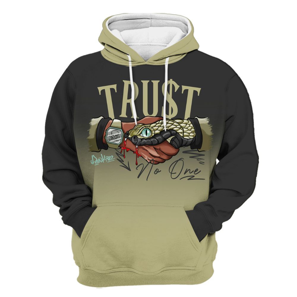 Hoodie To Match Dunk Low Suede Olive Aura - Snake Trust No One Drip All Over Print