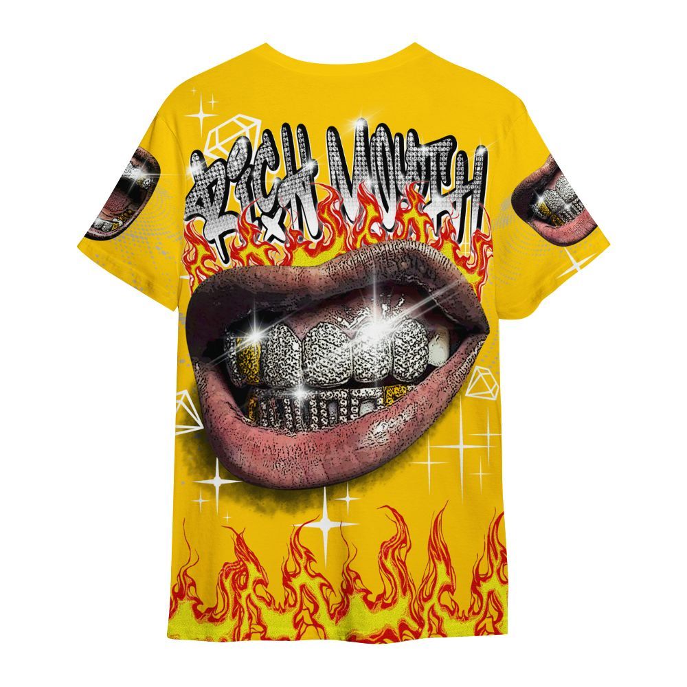 Shirt To Match Vivid Sulfur 4s - Rich Mouth Fire Rap Retro 90s All Over Print