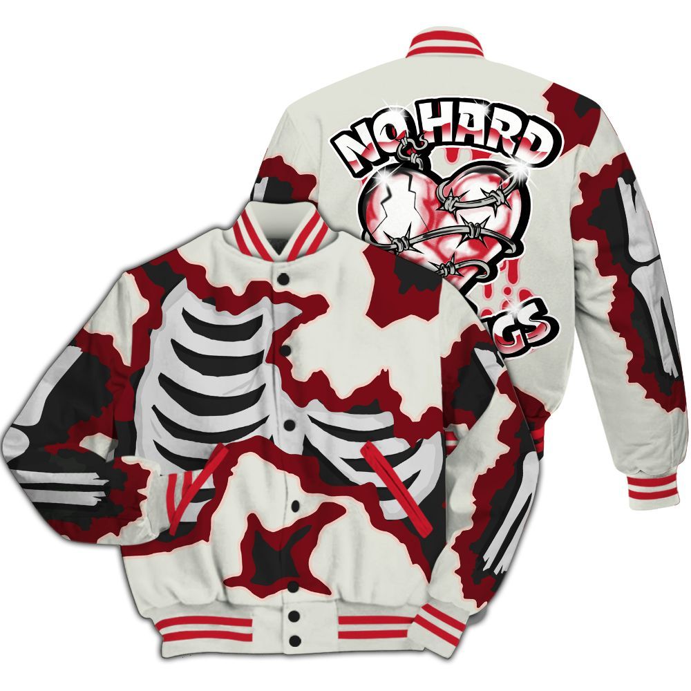 Varsity Jacket To Match Flight Club 4s - Hard Feeling Graphic Heart Break All Over Print