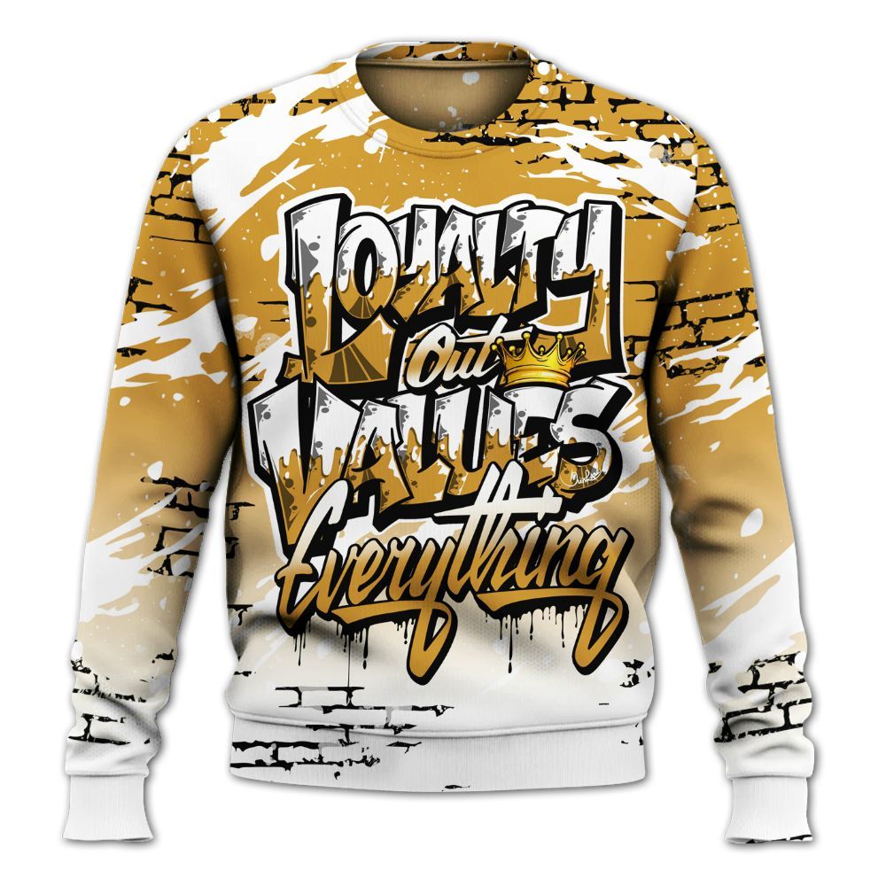 Sweatshirt To Match Dunk Low Wheat Pale Ivory - Values Of Loyalty Drip All Over Print