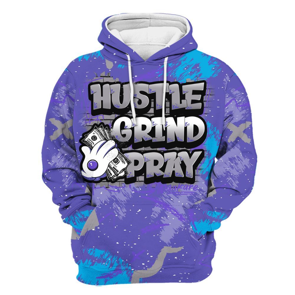Hoodie To Match Retro Aqua 8s - Hustle Grind Pray All Over Print