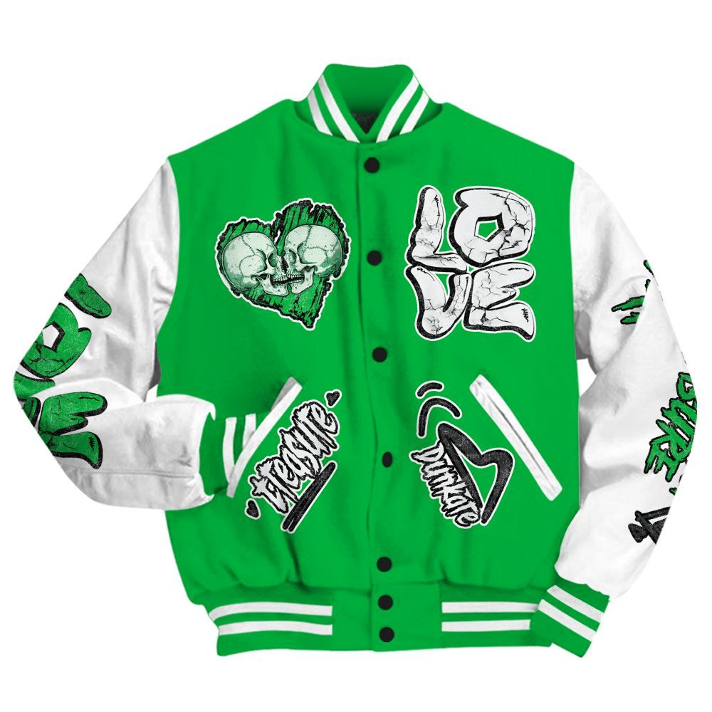 Varsity Jacket To Match Lucky Green 5s - Skull Bear All Over Print