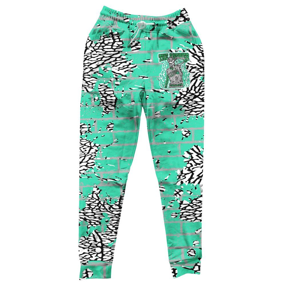Sweatpant To Match Black Green Glow 3s - Allen Answer Skeleton Brick All Over Print