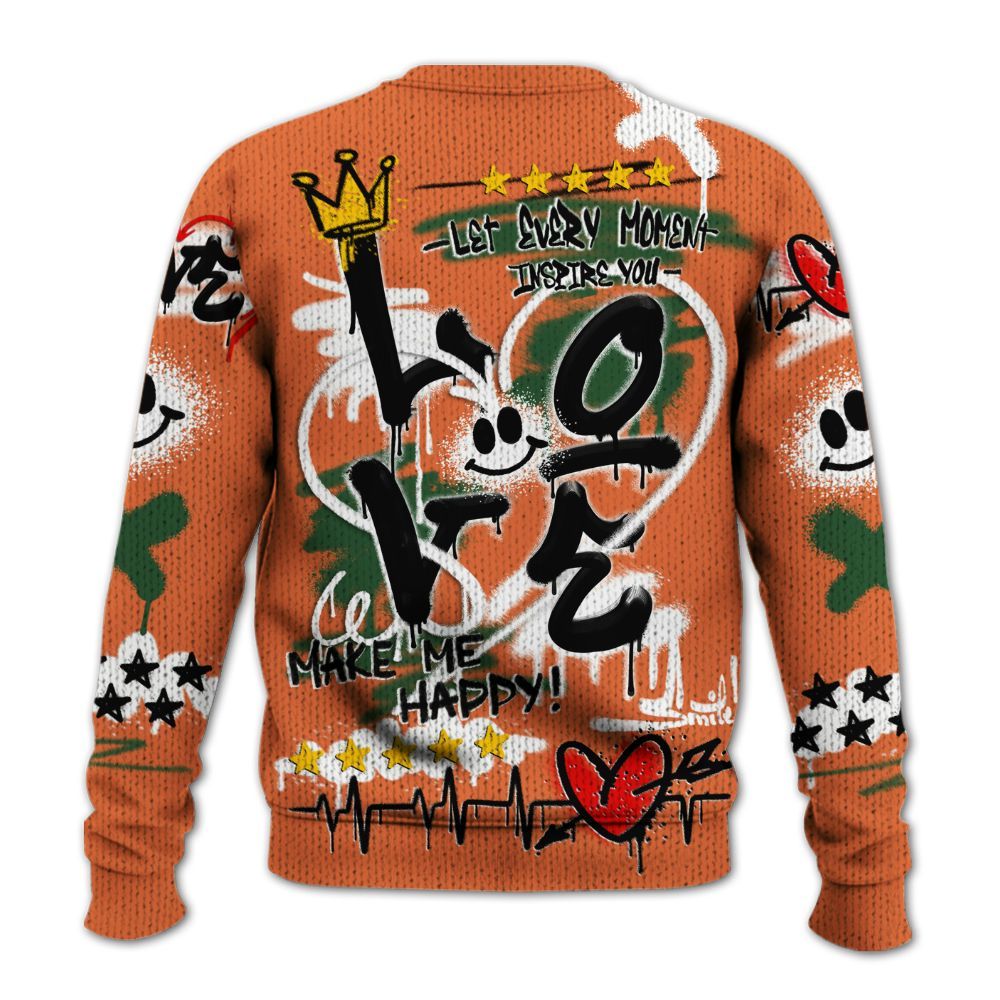Knitted Sweater To Match Low Miami 5s - Happy Love Beats Graffiti Streetwear