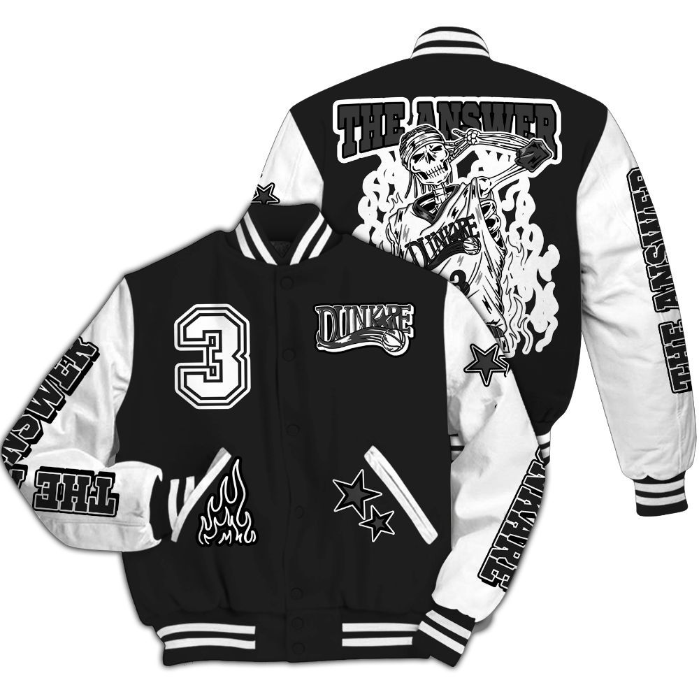 Varsity Jacket To Match Black Cat NET 4s - Allen Answer Skeleton All Over Print