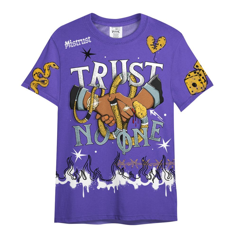 Shirt To Match Imperial Purple 4s - Trust No One Snake-Bite Doodle Crayon All Over Print