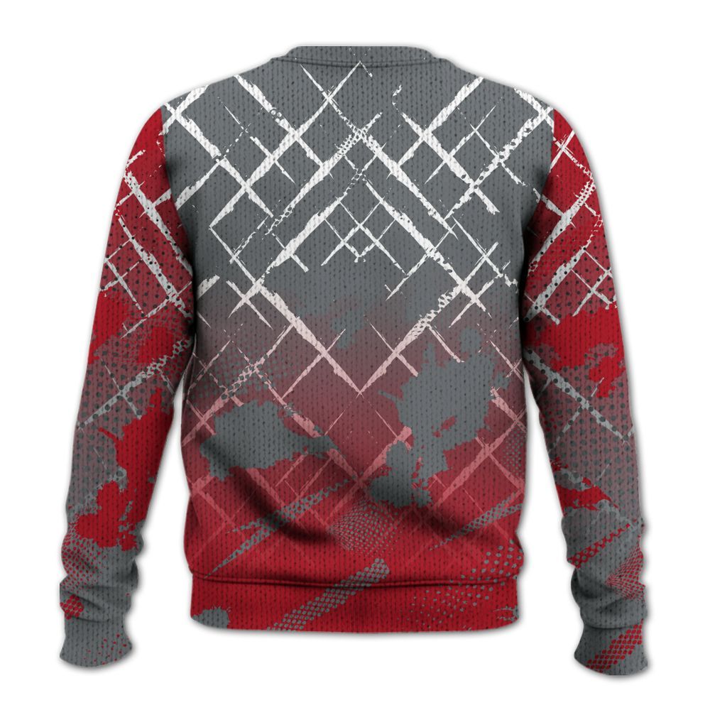 Knitted Sweater To Match Retro Fire Red 9s - Halftone Stand Business Dripping