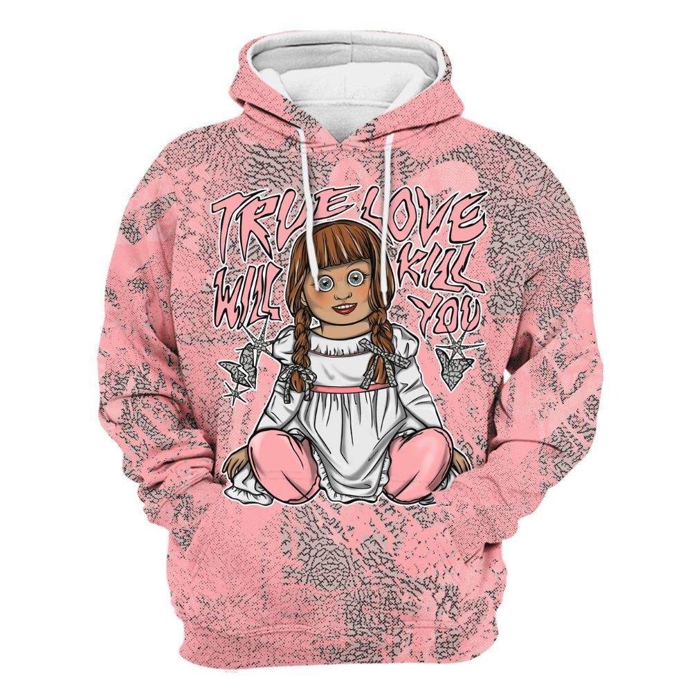 Hoodie To Match Retro Wings 3s - Genuine Loves Bear Heart Grunge All Over Print
