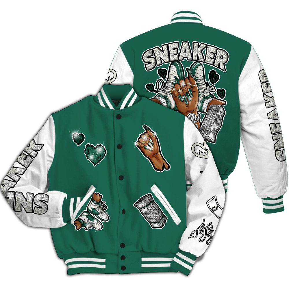 Varsity Jacket To Match Oxidized Green 4s - Sneakerz Girlz All Over Print