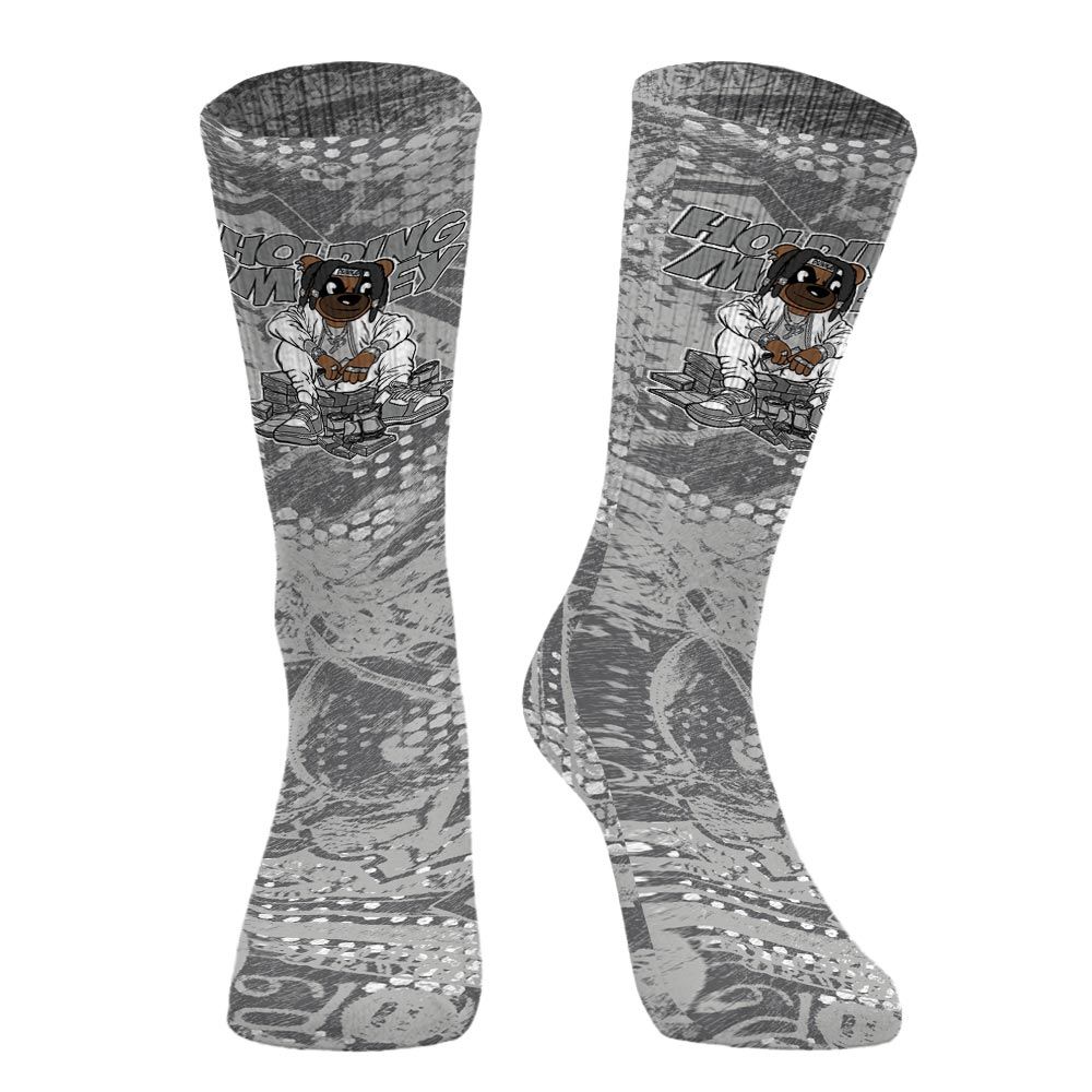 Sock To Match Retro Wet Cement 4s - Possessing Moneys Bear Banknotes Art