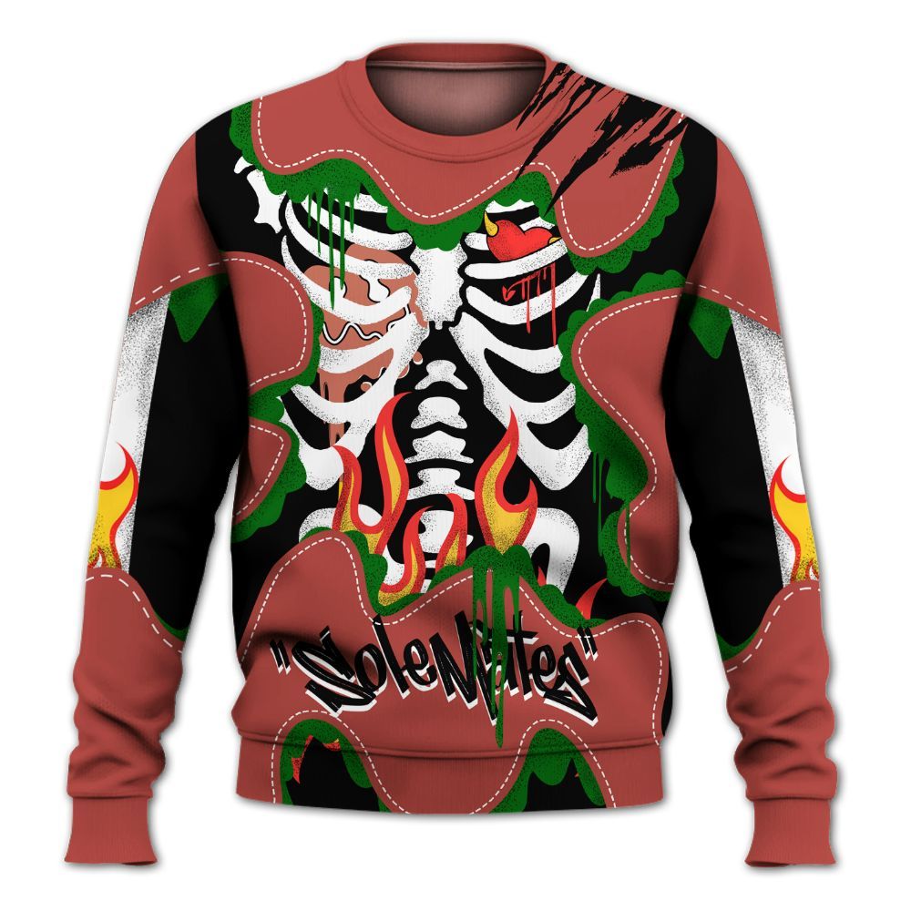 Sweatshirt To Match Dune Red 13s - Skeleton Burning Heart Drip All Over Print