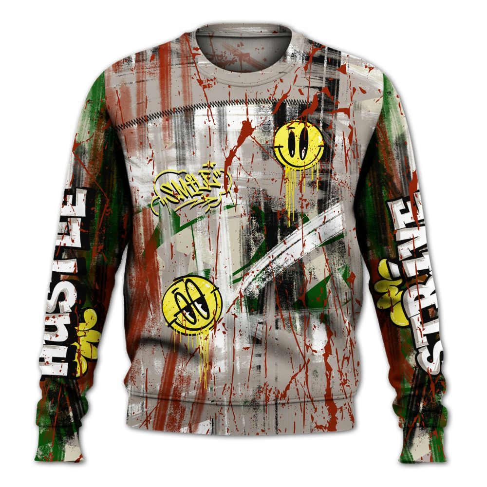 Sweatshirt To Match El Grito 5s - Money Skull Smile Fire All Over Print