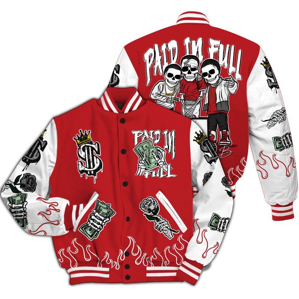 Varsity Jacket To Match Retro Cherry 12s - Fire Everybody Paid In All Over Print