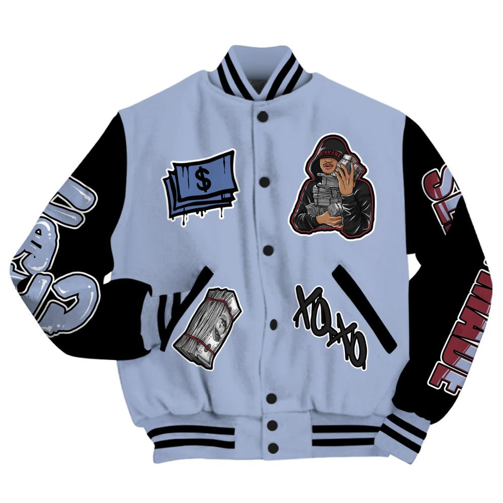Varsity Jacket To Match Black Metallic 5s - Selfmade Unique All Over Print
