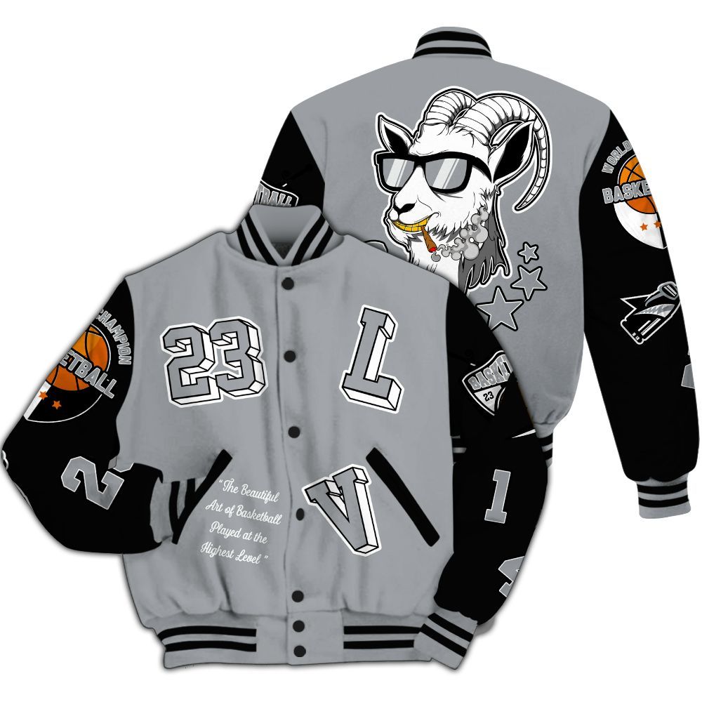 Varsity Jacket To Match Black Wolf Grey 12s - The GOAT Got Em Streetwear All Over Print