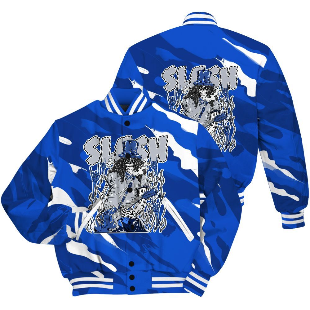 Varsity Jacket To Match Air Foamposite One Royal Shirt - Slash Skeleton Colored All Over Print