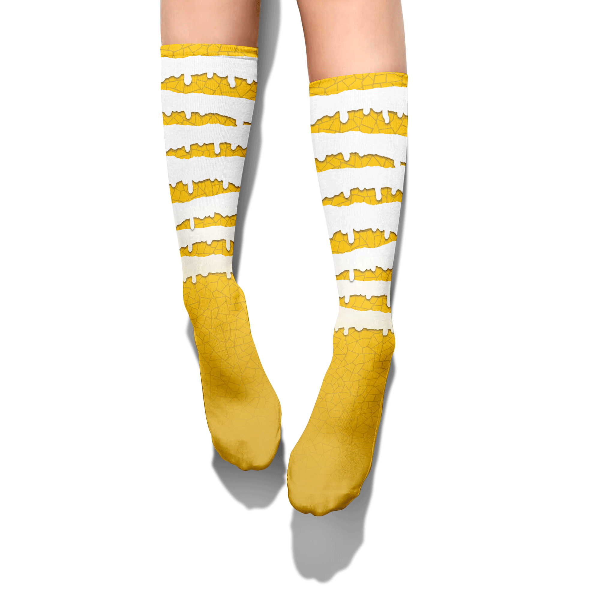 Sock To Match Vivid Sulfur 4s - Dripping Stripe Graphic Unisex