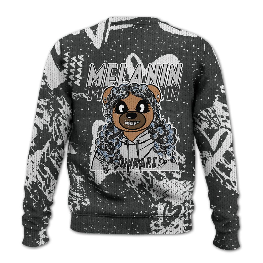 Knitted Sweater To Match Reverse Black White 6s - Pigments Bear Heart Grunge