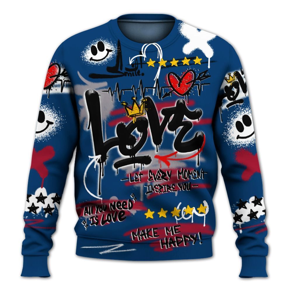 Sweatshirt To Match Rare Air 4s - Happy Love Beats Graffiti Streetwear All Over Print