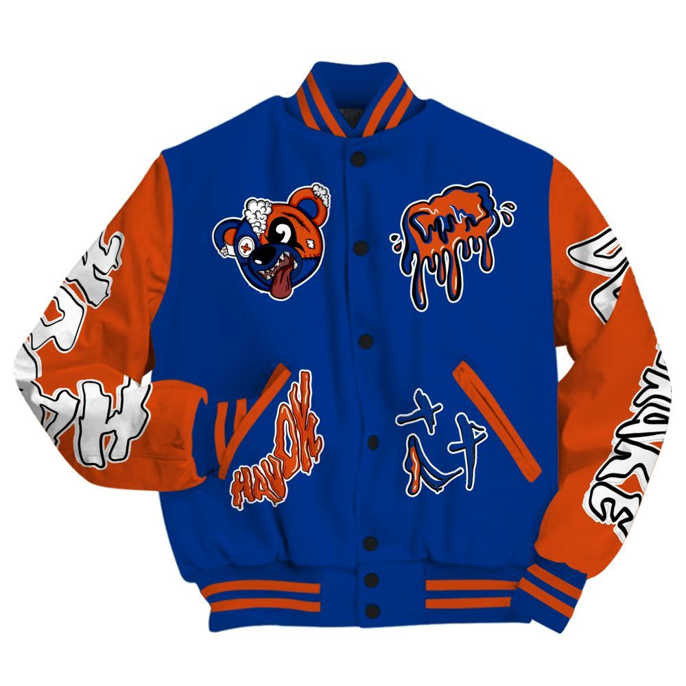 Varsity Jacket To Match Mid Knicks 1s - Havok Bear All Over Print
