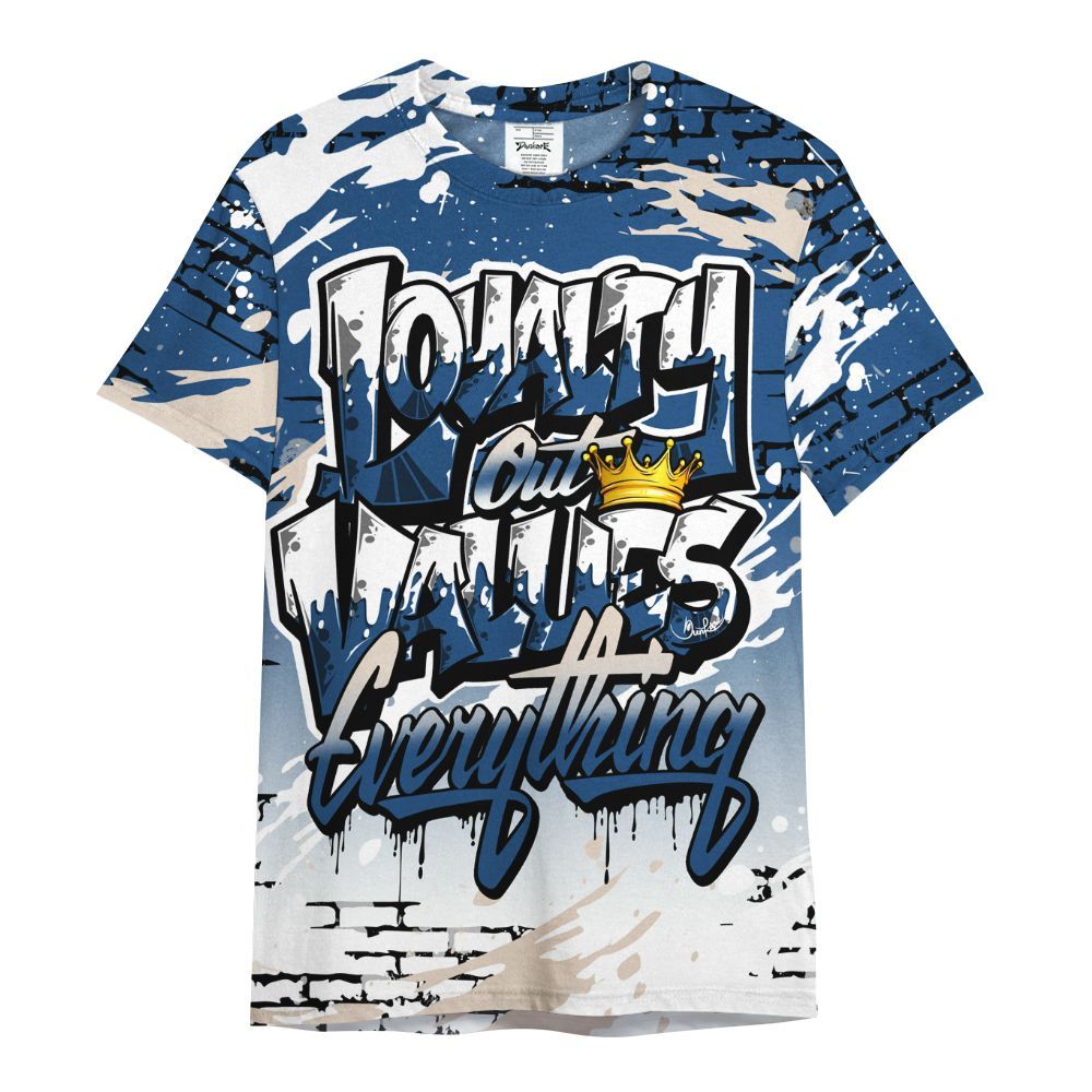 Shirt To Match High OG Midnight Navy 1s - Values Of Loyalty Drip All Over Print