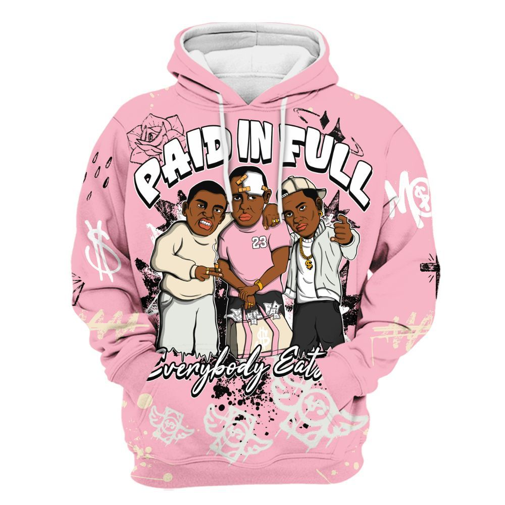 Hoodie To Match Low OG Shy Pink 1s - Everybody Paid In Full Crayon All Over Print