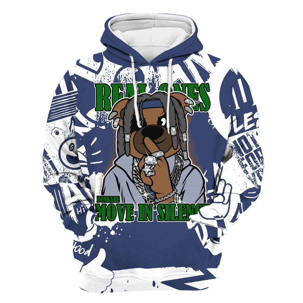 Hoodie To Match Midnight Navy 13s - Silent Achievers Bear Monogram Graffiti All Over Print