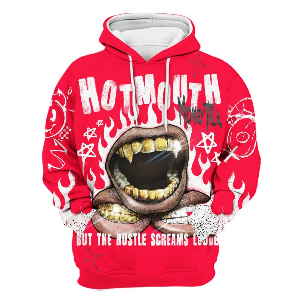 Hoodie To Match Retro Fire Red 3s - Mouth Burning Street Style All Over Print