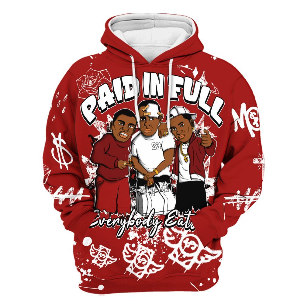 Hoodie To Match Red Taxi 12s - Everybody Paid In Full Crayon All Over Print