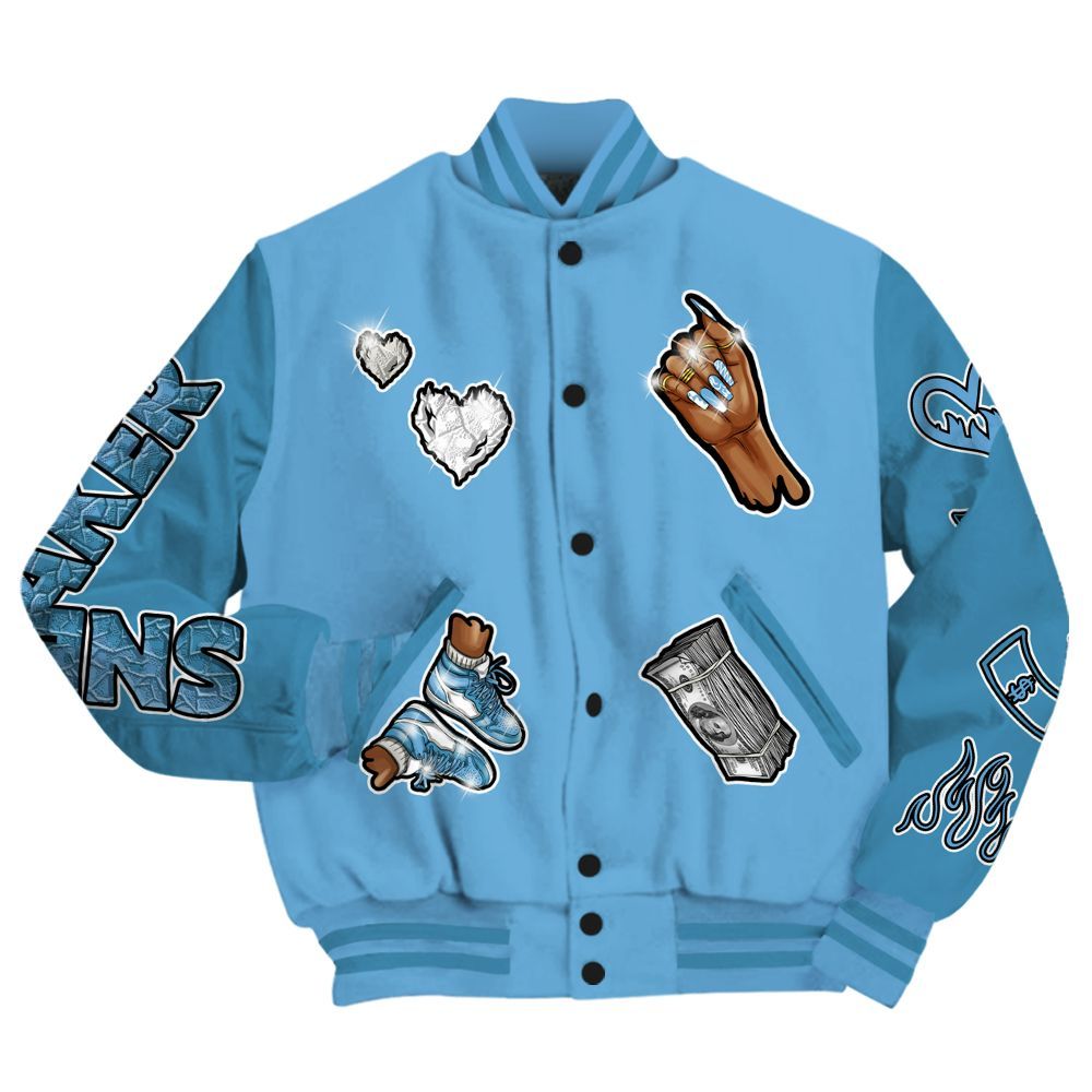 Varsity Jacket To Match SB Dunk Low University Blue - Sneakerz Girlz All Over Print