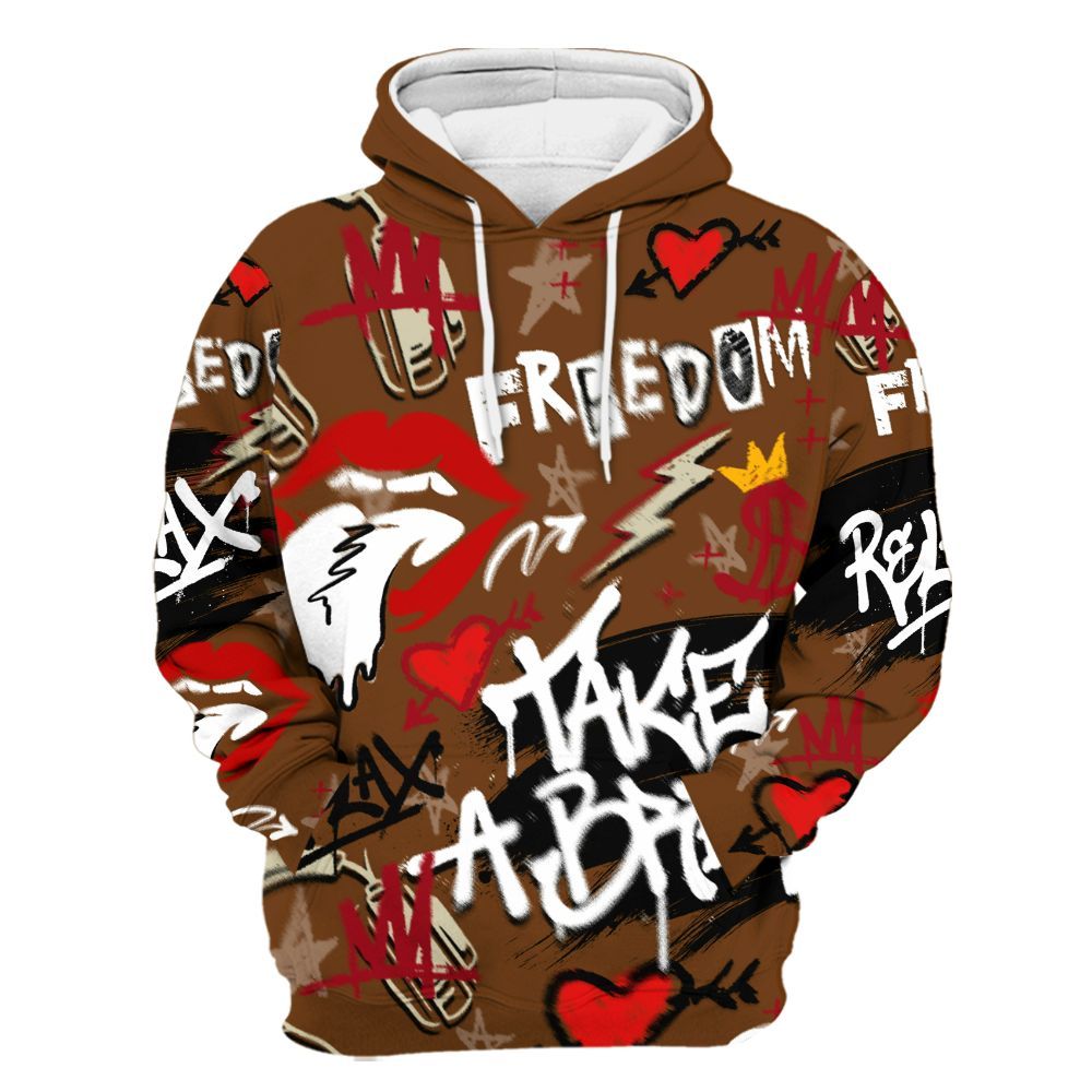 Hoodie To Match Archaeo Brown 5s - Take Break Freedom Graffiti Streetwear All Over Print