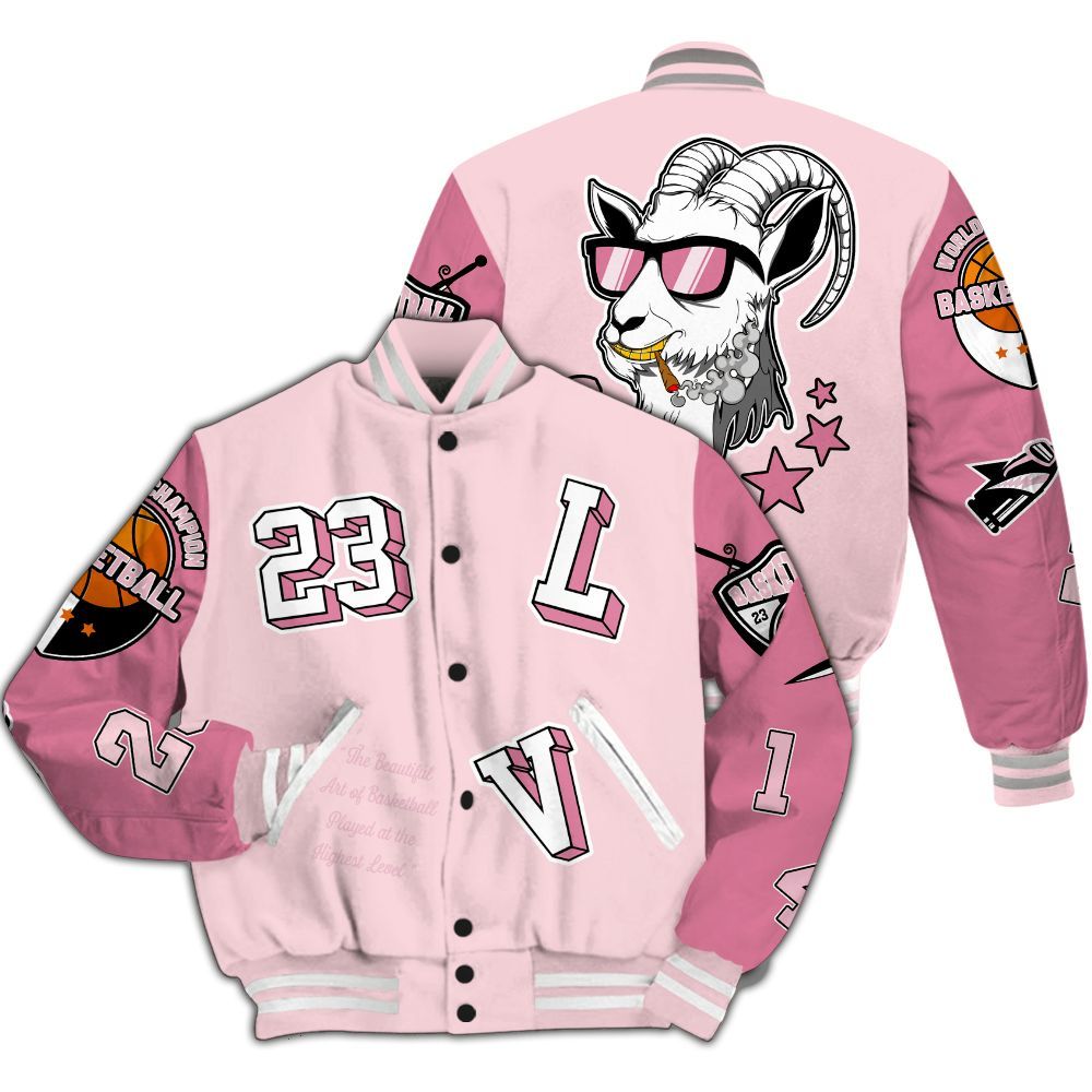 Varsity Jacket To Match GS Pearl Pink 12s - The GOAT Got Em All Over Print