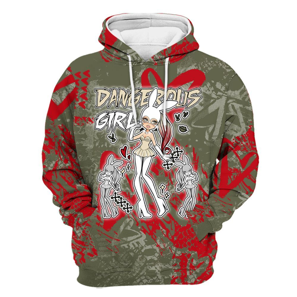 Hoodie To Match Travis Scott Low OG Medium Olive 1s - Dangerous.Girl Heart Grunge All Over Print