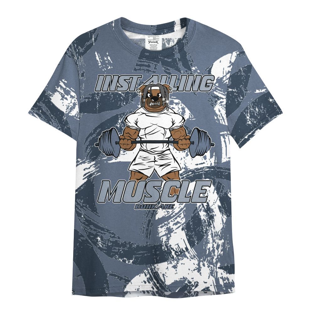 Shirt To Match Low Diffused Blue 11s - Installing Muscle Bear Circle Slpash All Over Print