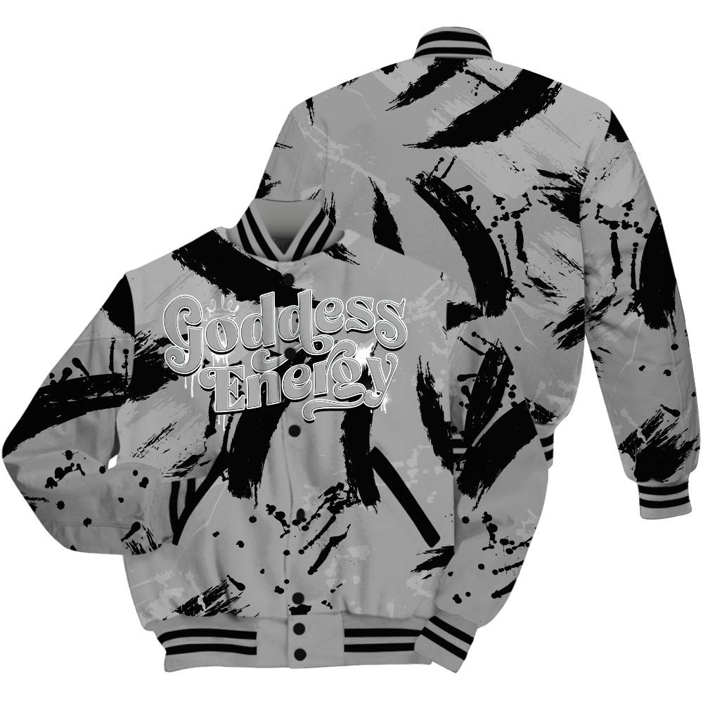 Varsity Jacket To Match Black Wolf Grey 12s - Goddess Energy Retro All Over Print