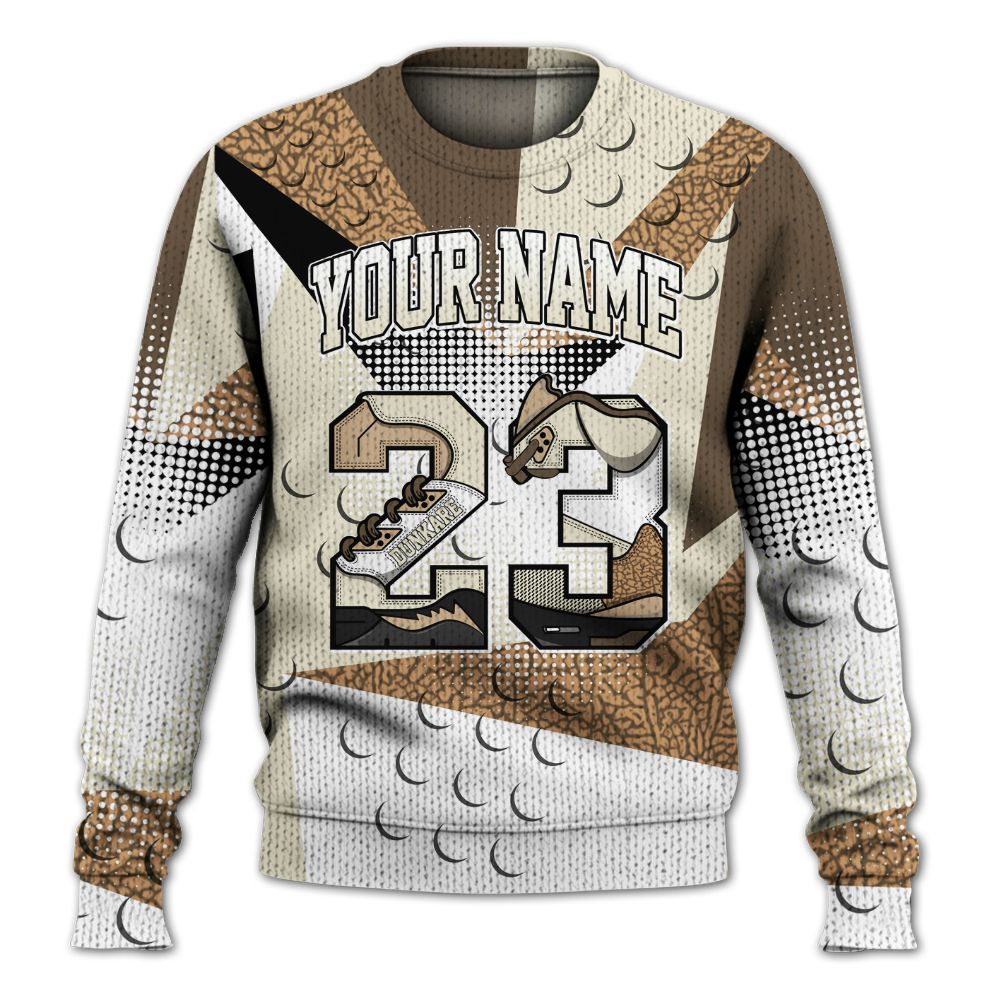 Knitted Sweater To Match Orewood Brown 3s - Poly Custom Name Number 23 5s