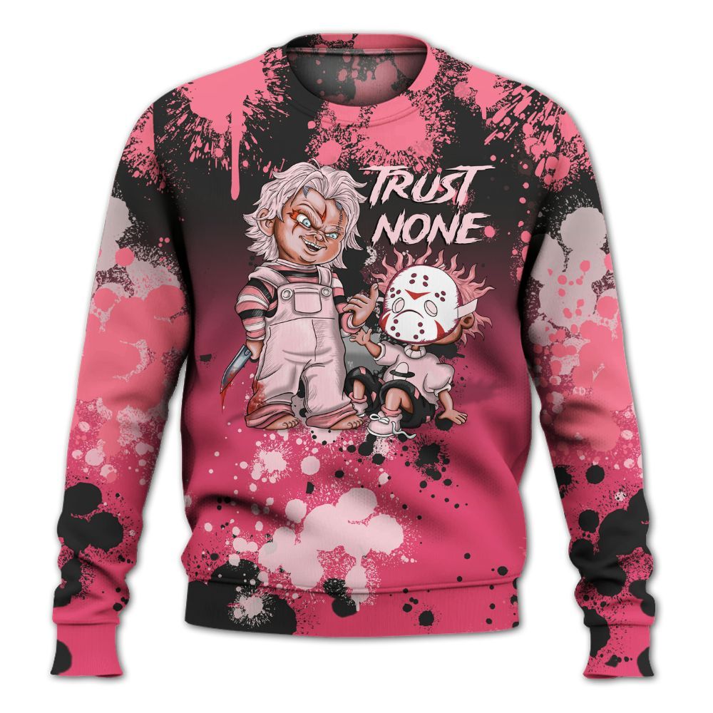Sweatshirt To Match A'One Hyper Pink - Trust No One Scary All Over Print