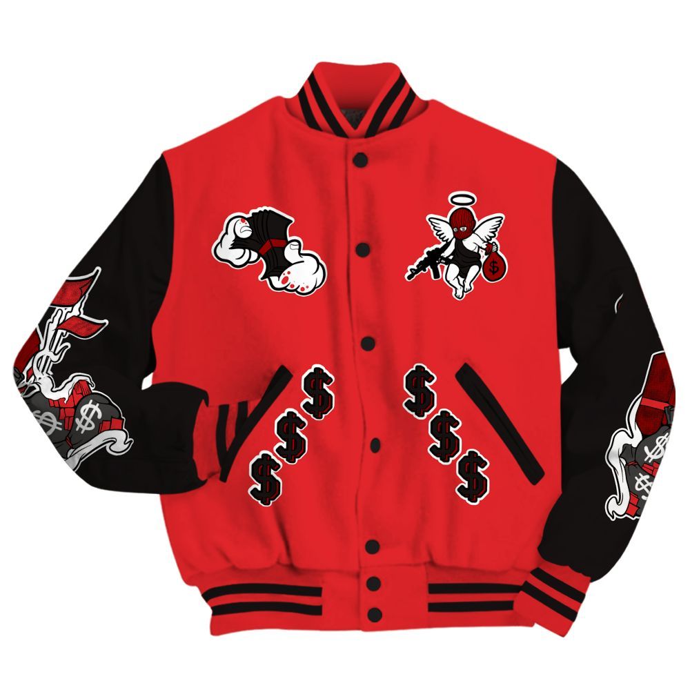Varsity Jacket To Match Chile Red 9s - Ones Move In Silence Graphic All Over Print