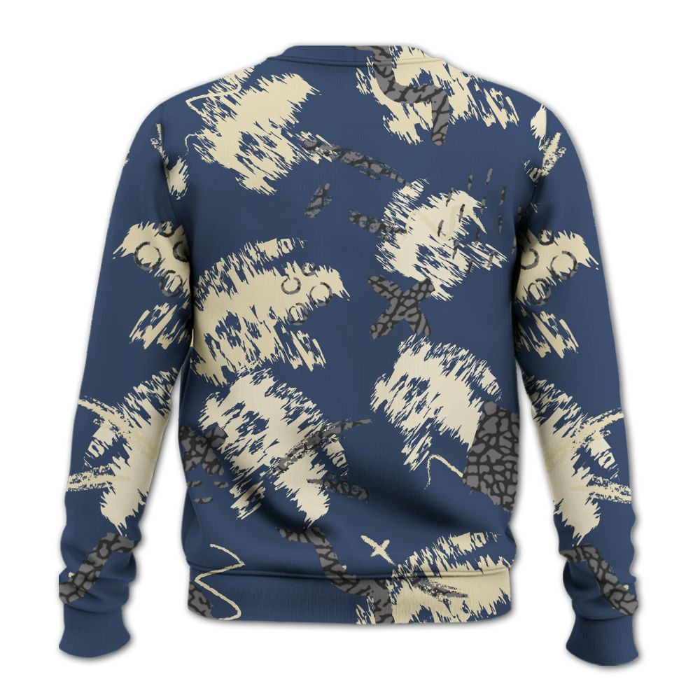 Sweatshirt To Match Diffused Blue 3s - Hustle Grind Pray Retro All Over Print
