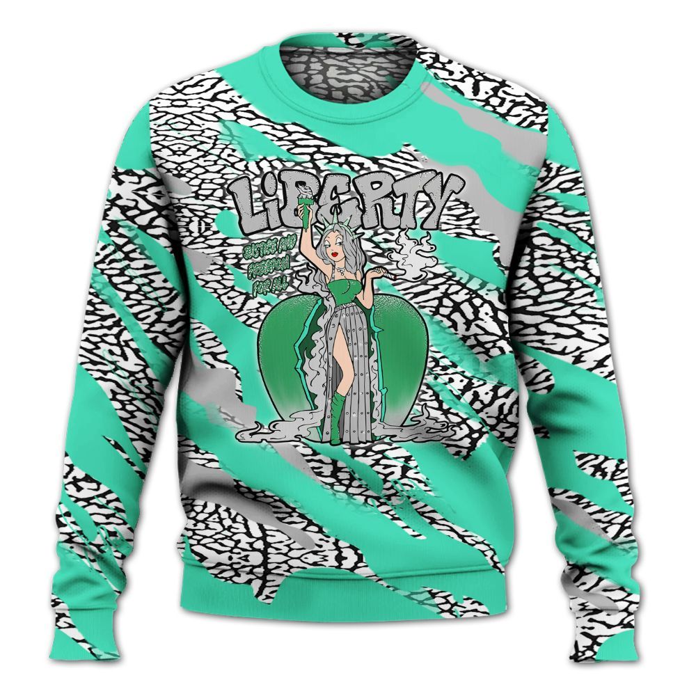 Sweatshirt To Match Black Green Glow 3s - Midwest Cartoon Colored All Over Print