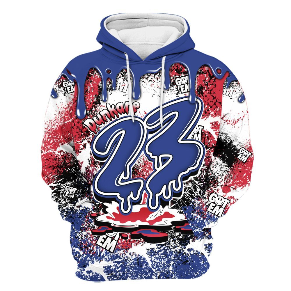 Hoodie To Match Air Griffey Max USA Red White Blue 1s - Dripping 23 Drip All Over Print