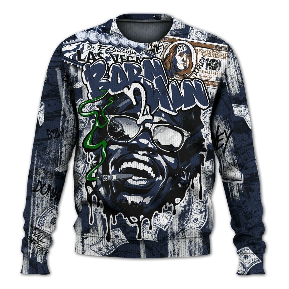 Knitted Sweater To Match Midnight Navy 13s - Born To Win Money