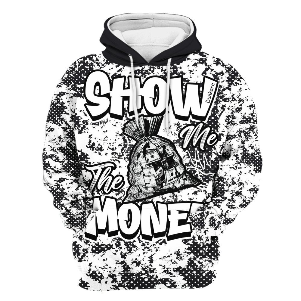 Hoodie To Match White Thunder 4s - Show Me The Money Retro All Over Print