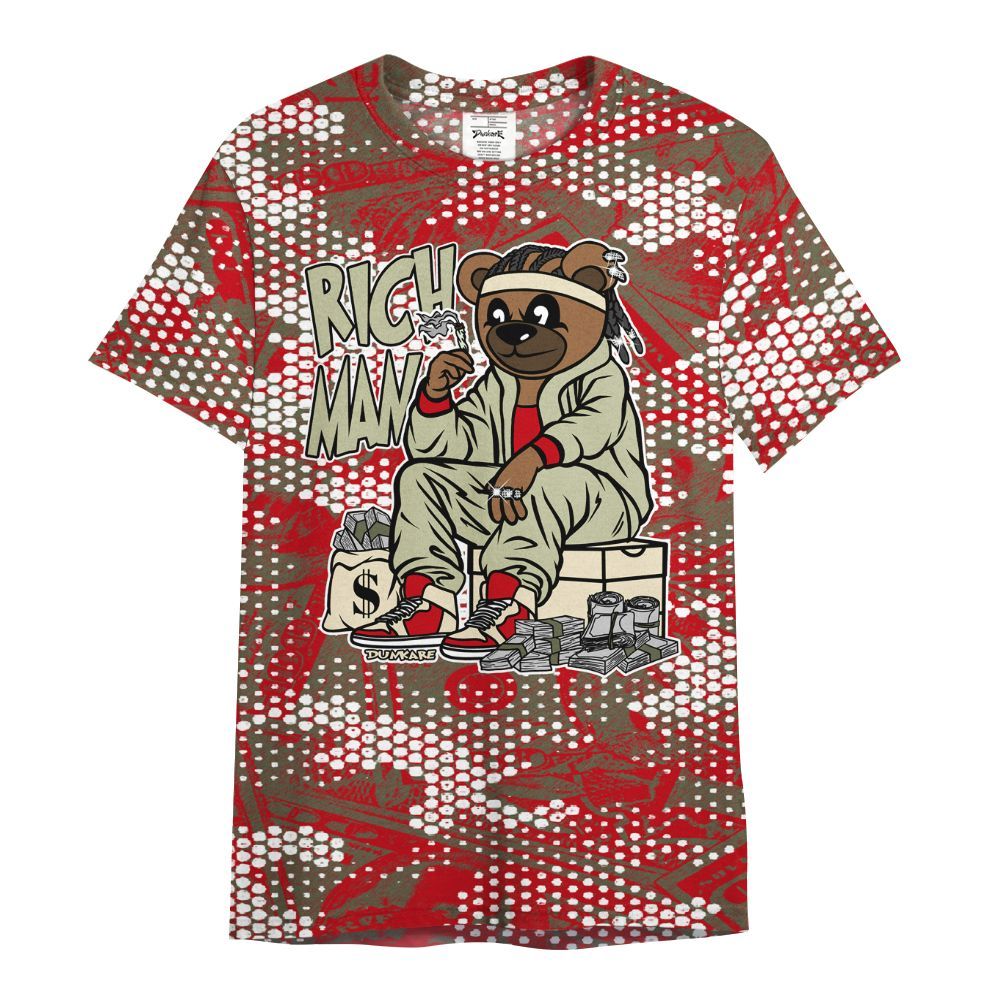 Shirt To Match Low OG Medium Olive 1s - Rich Man Bear Banknotes Art All Over Print