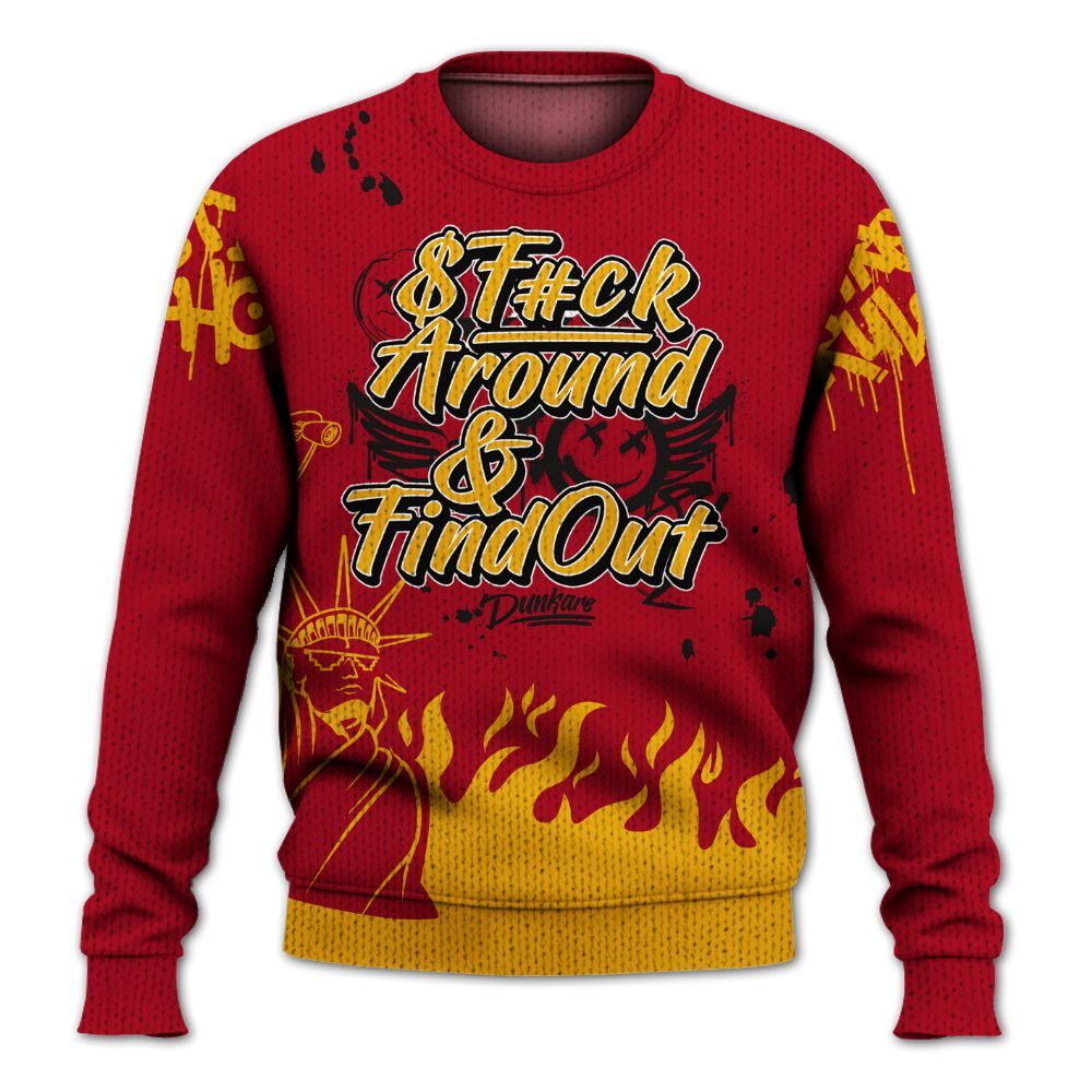 Knitted Sweater To Match Cardinal 7s - Graphic Fck Around Find Out