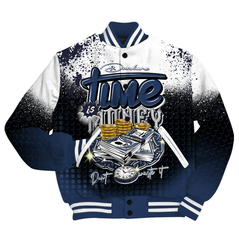 Varsity Jacket To Match Low 85 Metallic Blue 1s Shirt, Halftone Time Is Money All Over Print
