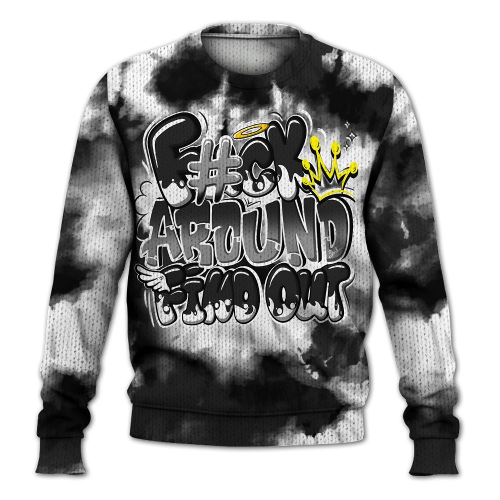 Knitted Sweater To Match Black Cat NET 4s - Tie Dye FK Around Find Out