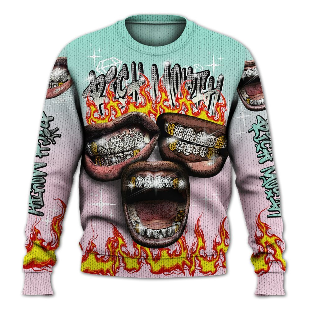 Knitted Sweater To Match Retro Easter 5s - Rich Mouth Fire Rap Retro 90s